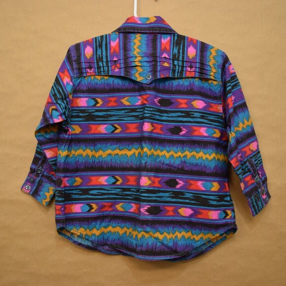 Adobe Rose Colorful Aztec/Tribal Print Western Button-Up Shirt – Size 5 - Picture 3 of 6